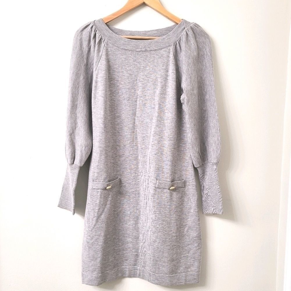Vince Camuto Puff Sleeve Shift Dress Gray Detail P